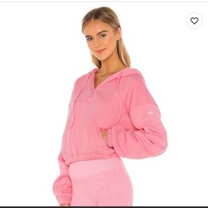 Alo stadium half zip hoodie macaron pink